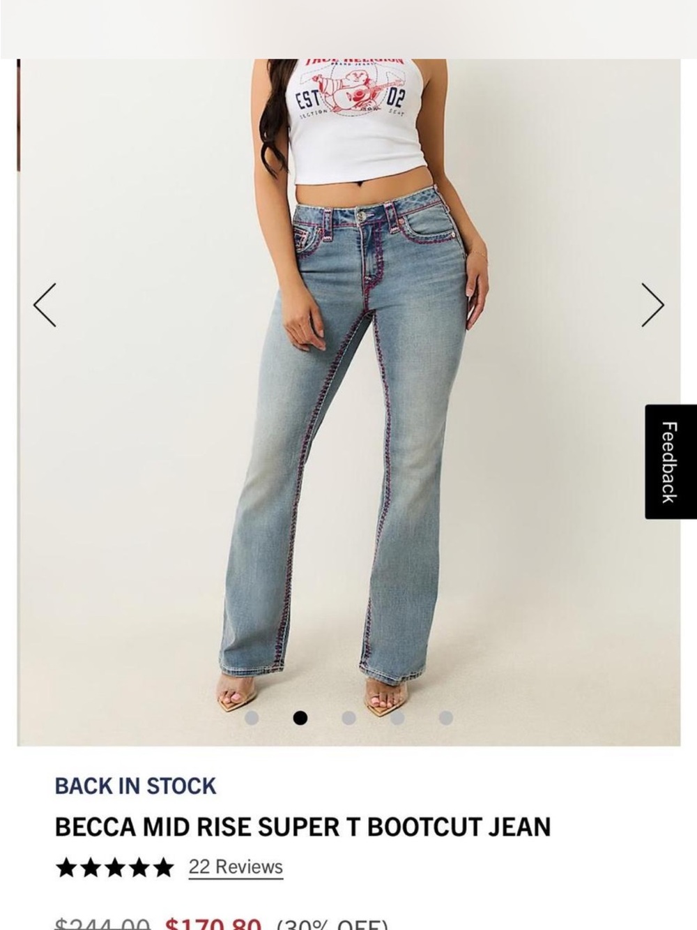 Becca Mid Rise Super T Bootcut Jeans - Light Blue with Pink Trim